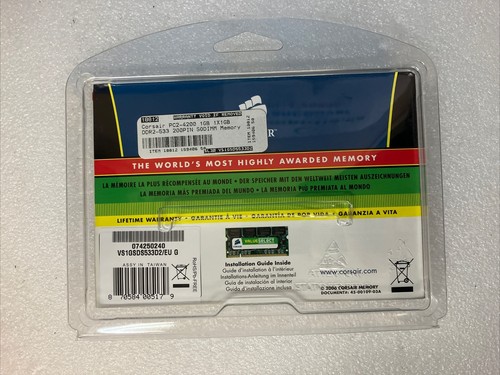 New Corsair VS1GSDS533D2 Value Select 1GB DDR2-533 PC2-4200 Laptop SO-DIMM RAM ~ - Picture 2 of 3