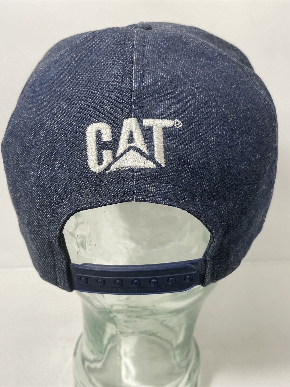 Vtg Cat Diesal Power Denim Blue/White Stripe Hat … - image 7