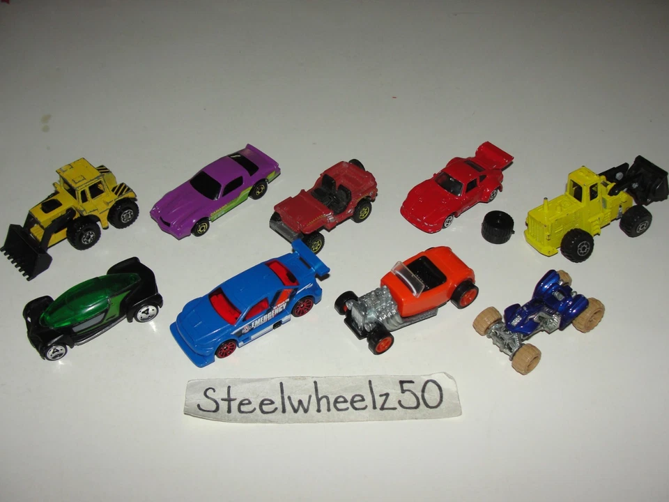 Hot Wheels Matchbox 9 Vehículos Diecast Lote 1982 Camaro Z28 1978 Tractor Porsche Foto 2 de 3