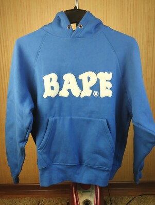 BAPE A Bathing Ape Hoodie Blue Pullover Small S Japan 1993 to 2093