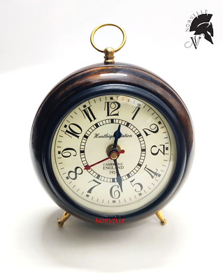 Vintage wooden table desk clock for study table home office table decorative