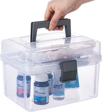 Clear Craft & Sewing Supplies Storage Box, Arts & Crafts Container Organizer Box