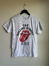 Rolling Stones Women's Large T-shirt White Tongue NYC 1975 Spell out