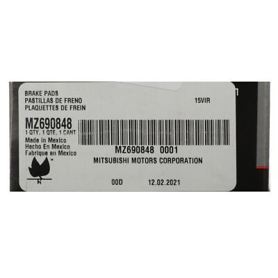 Genuine Mitsubishi Pad Set Rear Brake (asp) MZ690848 for