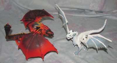 Schleich Eldrador knights Red Lava Dragon and White/Blue Ice Dragon Figures