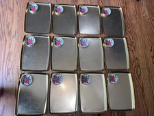Vintage Mid Century Modern Buffet Serving Tray Rose with cup holder (Lot of 12)