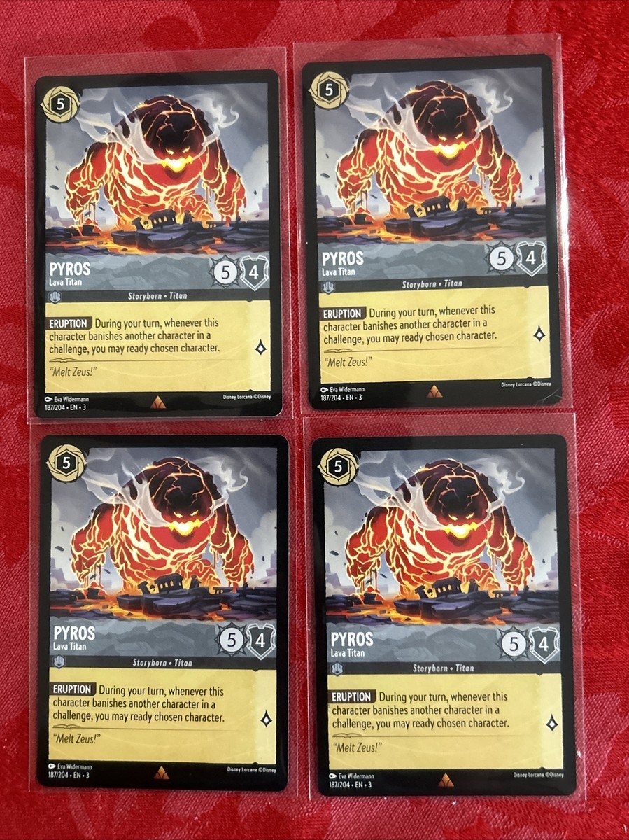 4x Disney Lorcana Inklands - Pyros - Lava Titan - RARE - 187/204