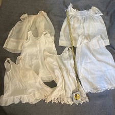 Lot of 6 Pretty Antique Infant Slips  Gowns Victorian-Style White Cotton As Is