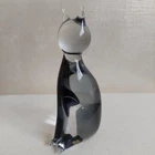 V Nason Murano Smokey Coloured Glass Solid Cat Display Quality