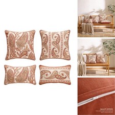 Isaenne Design Linen Classic Vintage Throw Pillow Covers Set 4 Lumbar Square
