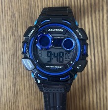 Armitron Pro Sport Men's Digital Quartz Watch 50m Black/Blue 45mm Resin