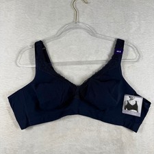 Catherines No-Wire Cotton Comfort Bra Navy Bl...