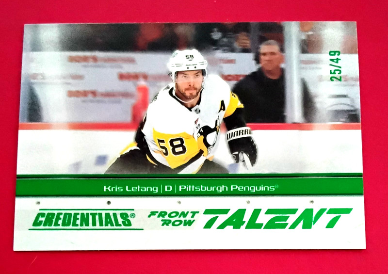 2024-25 KRIS LETANG 25/49 Green Front Row Talent Penguins FRT-KL Credentials