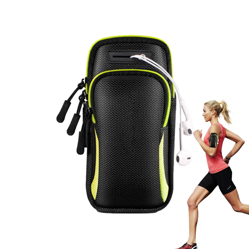 Funda de nailon impermeable con banda para brazo para correr bolsa con soporte para teléfono móvil gimnasio Foto 4 de 4