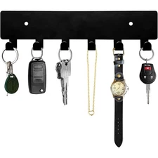 Wall Mounted Key Holder with 6 Hooks Self Adhesive Key Rack for Hallway Entryway