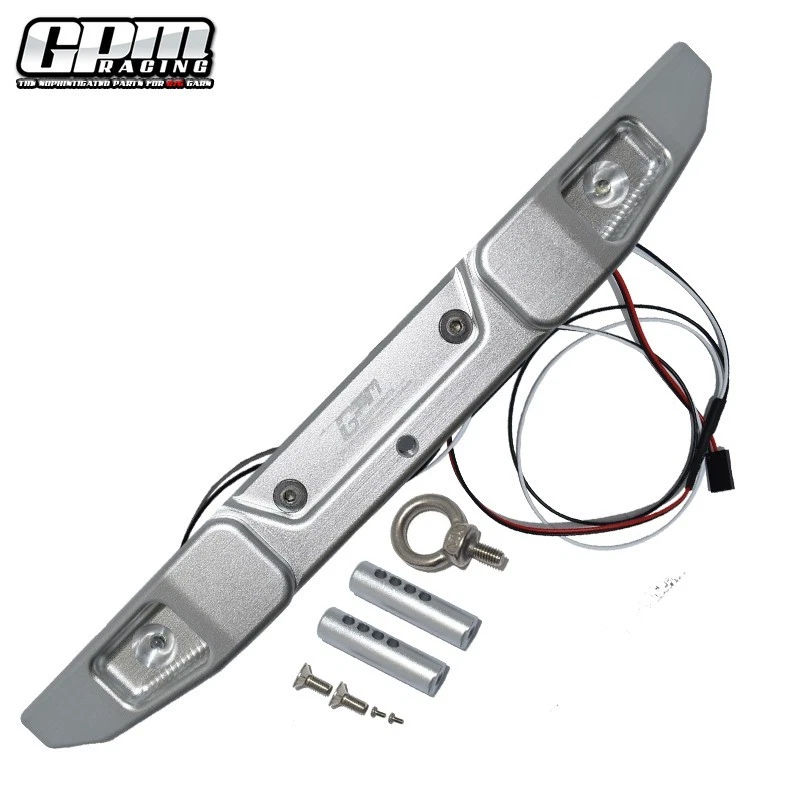 Parachoques trasero y gancho de aluminio GPM y luz LED de 5 mm para AXIAL 1/6 SCX6 Jeep Trial Honcho Foto 3 de 4