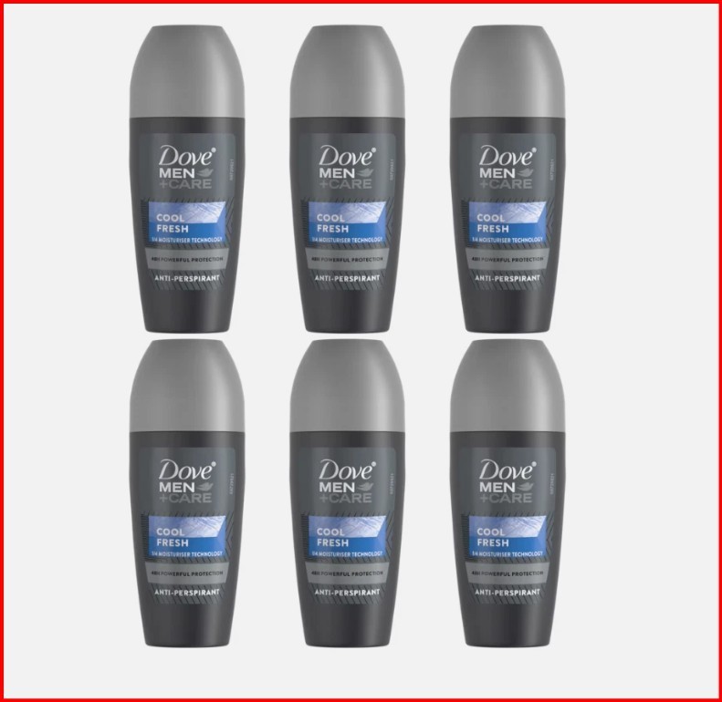 6 x 50ml Dove Men+Care Cool Fresh Roll On Anti-Perspirant Deodorant