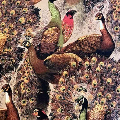 Avians Red Green Brown peacock Fowl Adrienne Yorinks 2.6 Yards
