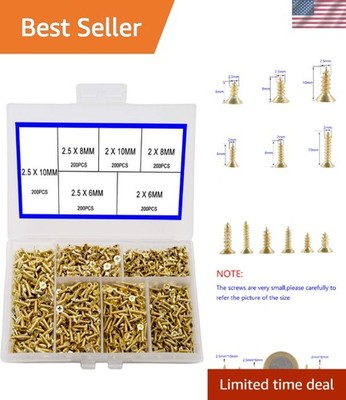 Versatile 1200pcs Small Screws Set with Golden Finish - Perfect for DIY Projects