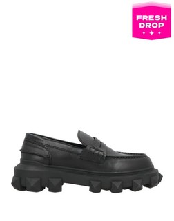 RRP€616 VALENTINO GARAVANI scarpe mocassino in pelle US9 UK8 EU42 nero Made in Italy