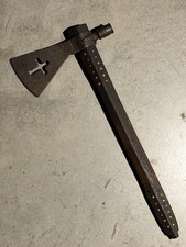 1800s Native American Pipe Tomahawk With Cross Cut Out Used By Cherokee Indians