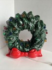 VTG Lighted Ceramic Wreath W/Bow Base ~ 2 Piece ~ Double Sided ~ 11.25” — photo 3