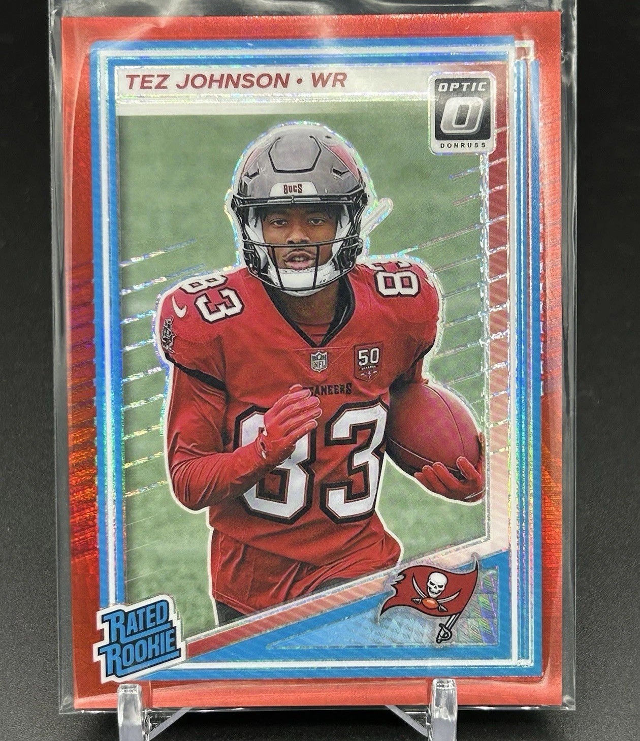 2025 Panini Donruss Optic Tez Johnson #231 Red Hyper RC Buccaneers
