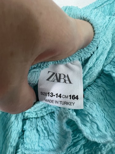 Zara Girls Blue Teal Smocked Ruffle Back Straight Leg Jumpsuit 13 14 years y792B - Picture 16 of 17