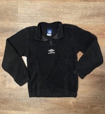 Vintage 90's Umbro Kids Fleece Black Zip Pull-over Size Youth Large