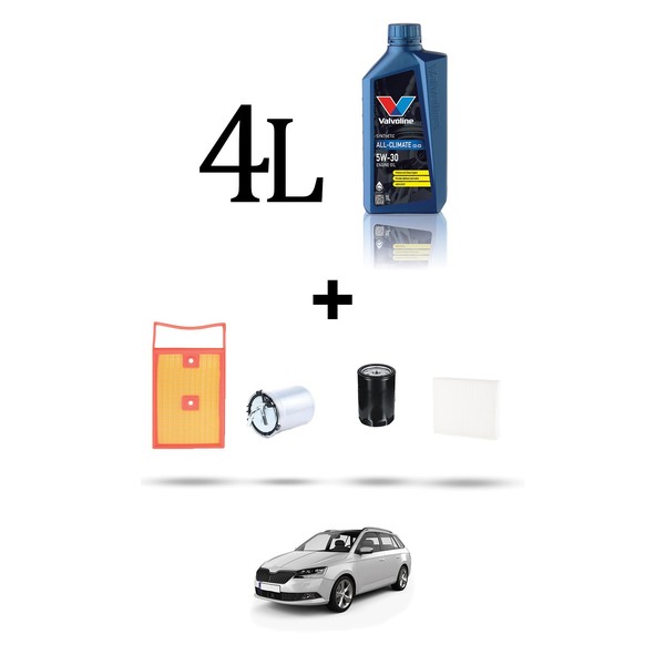 Hoffcar Wartungsset 4 Filter Und 4L ÖL FüR Skoda Fabia III (NJ3, NJ5) 1.4 TDI 5-image
