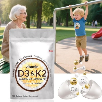 Vit D3 K2 Supplement Softgels Bone 180 Pieces Natural Plant Supplement  Amin 