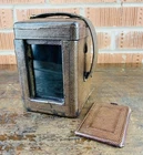 Antique Vintage French Brass Carriage Clock Travel Case in Moroccan Leather