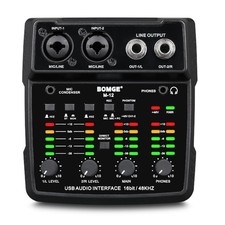 M12 USB Audio Interface, 2-Channel Mixer, XLR/3.5mm Input, 48V Power Supply, ...