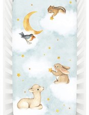 100 Cotton Sateen Fitted Crib Sheet: Goodnight Wonderland. Modern Nursery, U...