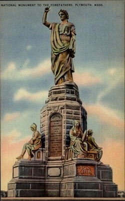 National Monument Forefathers Plymouth Massachusetts vintage postcard s165