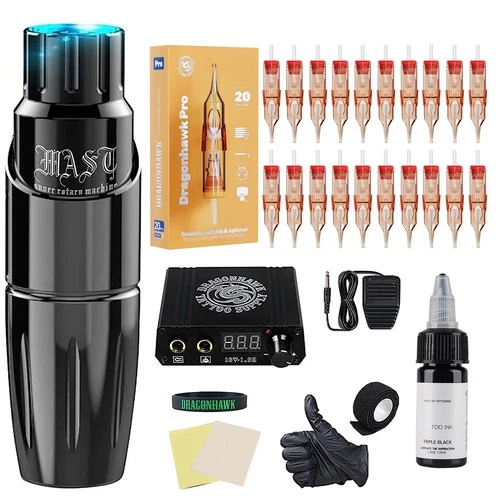 Dragonhawk Mast Tour Wired Tattoo Machine Kit 82g Rotary Pen for Beginners - product listing photo