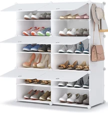 HOMIDEC Shoe Rack, 6 Tier Shoe Storage Cabinet 24 Pair Plastic Shoe Shelves Orga