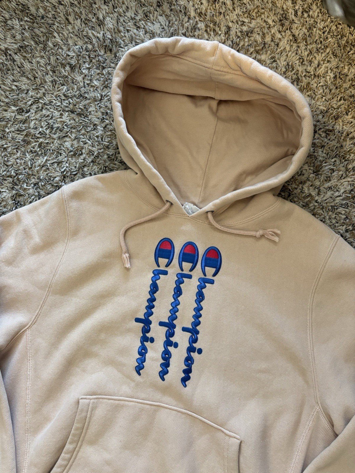 Champion Reverse Weave Vertical Script Logo Pink … - image 7