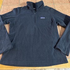 PATAGONIA Women Micro D Fleece Black Size Medium Casual Hiking Pullover 1/4 Zip