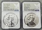 2021 $1 Reverse Proof American Silver Eagle 2 Coin Designer Set NGC PF70 T1 & T2