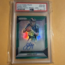Panini 2016 Prizm Jared Goff RC Auto Green Prizm #RA-JGF PSA 10 Rams Rookie SSP