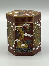Kleine Cloisonn&eacute; Deckel Dose Emaille Miniatur mit Punze Siegel Cloisonne Braun