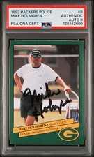 1992 Mike Holmgren signed ROOKIE card Packers Police #8 PSA AUTO 9 RC Autograph. rookie card picture