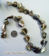 Ivory irridescent coated baroque Mabe mother of pearl shell nugget beads BS011