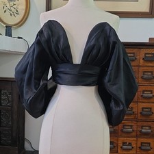 House Of CB Elisetta Plunge Black Satin Top Size Small