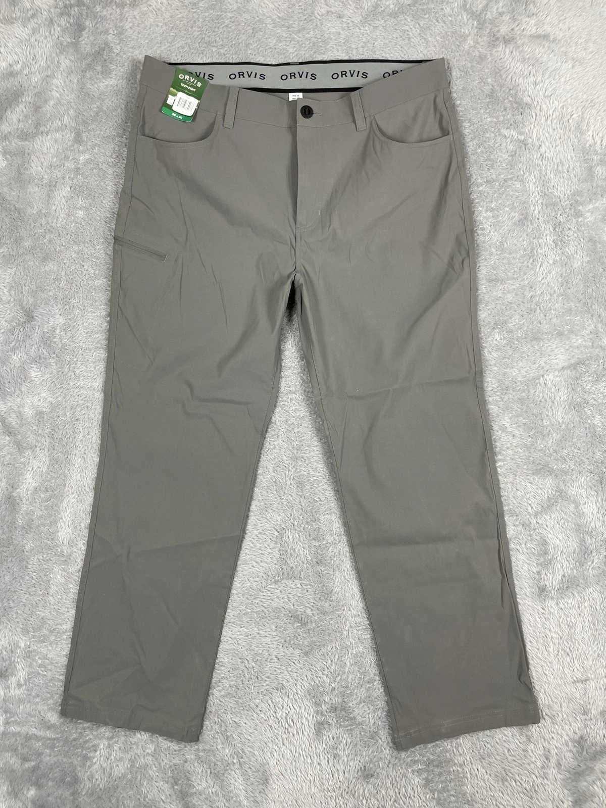 Orvis Tech Pants Mens 38x30 Gray Stretch Water Repellent Hiking Travel Outdoor