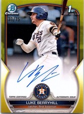 2023 Bowman Chrome Autographs Yellow Refractors #CPALBL Luke Berryhill 33/75