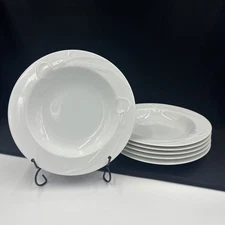 Mikasa Classic Flair White set Of (6) Large Rim Soup Bowl Helen Uglow •PRISTINE•