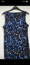 Ladies Blue Pattern Dress Size 12 Work Formal Wear Cotton Office Work Wear Smart