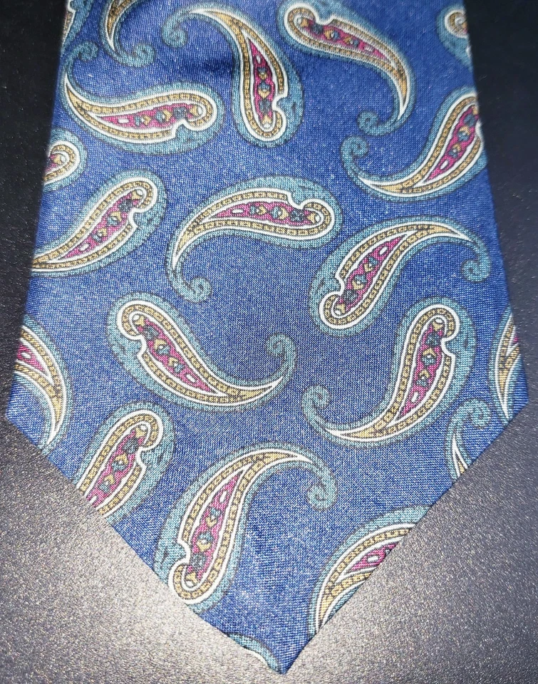 Corbata de cuello vintage Kuppeheimer para hombre 100 % seda 55x4" cachemira hecha en EE. UU. Foto 2 de 4